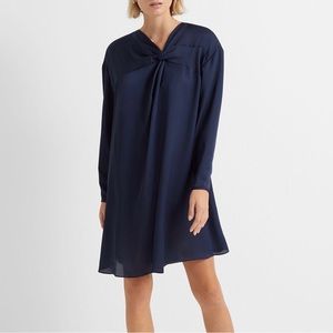Club Monaco Blue Twist Front Yoke Longsleeve Dress 6 Medium